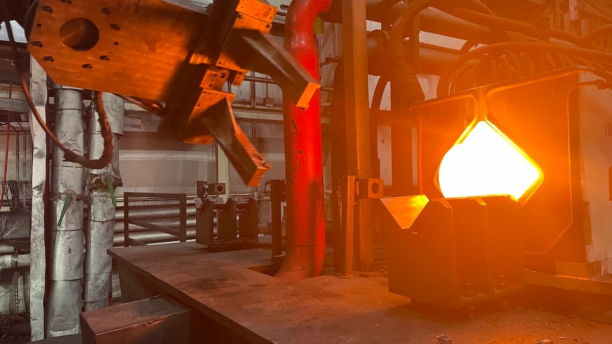 Steel forging in process
